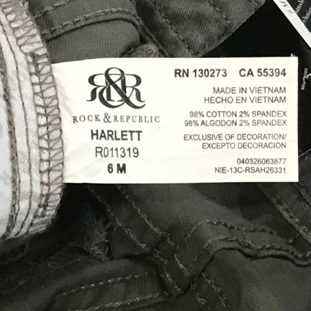 Rock & Republic Harlett Trouser Pants Olive Green Studded Slim Straight 6M NEW - Picture 8 of 9
